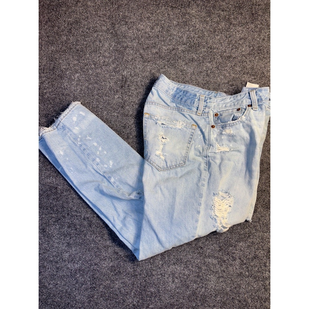Abercrombie & Fitch Girlfriend Jeans Women's‎ 4R Blue Denim High Rise Distressed